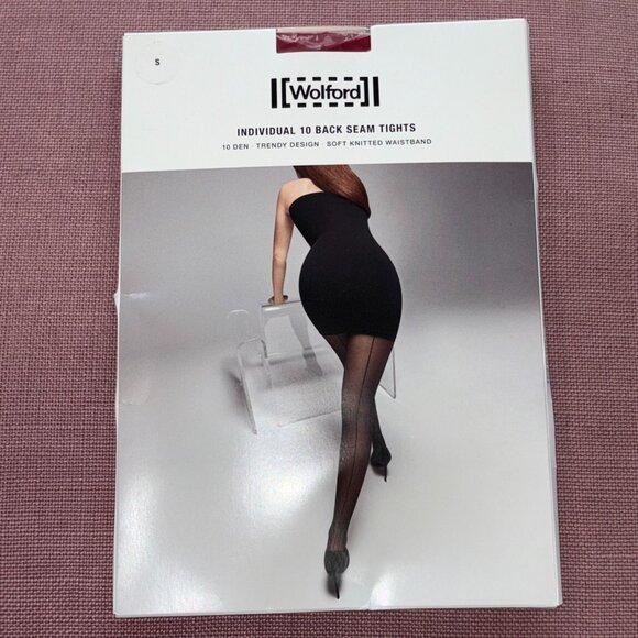 Wolford x REVOLVE Individual 10 Back Seam Tights in Soft Cherry Small New Womens - Picture 4 of 11